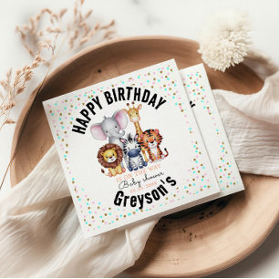 Serviette En Papier Wild One Safari Animaux Baby shower garçon