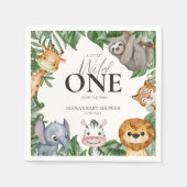 Serviette En Papier Wild One Safari Animaux Baby shower garçon (Devant)