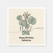 Serviette En Papier Wild One Safari Giraffe Animal fête d'anniversaire (Devant)
