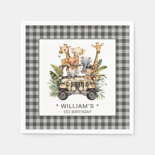 Serviette En Papier Wild One Safari Jungle 1er premier anniversaire (Devant)