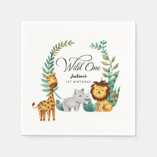 Serviette En Papier Wild One Safari Jungle Boys 1ère fête d'anniversai