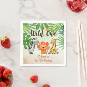 Serviette En Papier Wild One, Safari premier anniversaire (En situation)