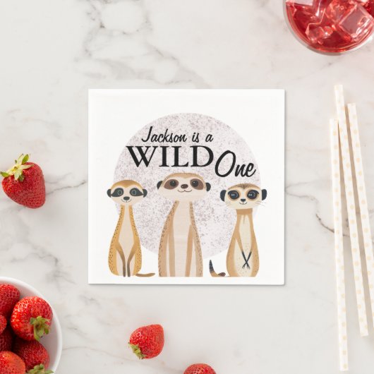 Serviette En Papier Wild One Safari premier anniversaire (En situation)