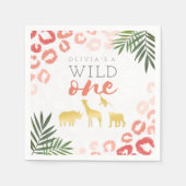 Serviette En Papier Wild One Safari rose et or 1er anniversaire (Devant)
