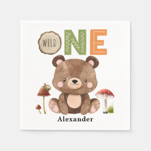 Serviette En Papier Wild One Woodland Bear 1er Anniversaire Napkins