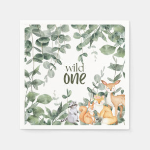 Serviette En Papier Wild Un 1er anniversaire Invitation Woodland Safar