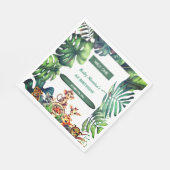 Serviette En Papier Wild Un Anniversaire Jungle Safari Feuilles tropic (Coin)