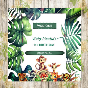 Serviette En Papier Wild Un Anniversaire Jungle Safari Feuilles tropic