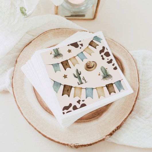 Serviette En Papier Wild West Boy Première Rodéo 1ère fête d'anniversa