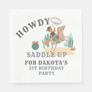 Serviette En Papier Wild West Cowboy Boy 1er anniversaire