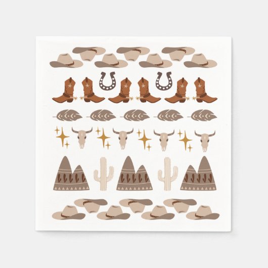 Serviette En Papier Wild West Rodeo Cowboy fête d'anniversaire (Devant)