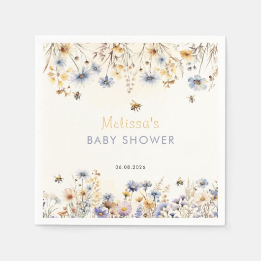 Serviette En Papier Wildflower Baby Shower Spring (Devant)