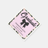 Serviette En Papier Wildflower Black Gingham Bow Graduation Party (Coin)