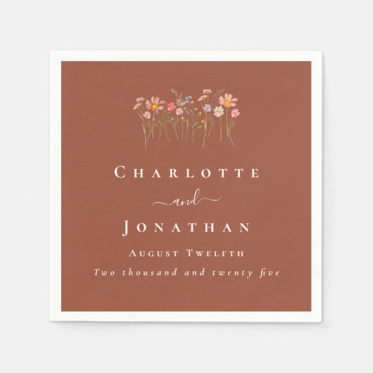 Serviette En Papier Wildflower Boho Fall Floral Custom Wedding (Devant)