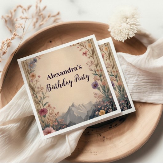 Serviette En Papier Wildflower Mountain Birthday