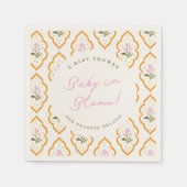 Serviette En Papier Wildflower Mughal Motif Baby in Bloom Shower (Devant)