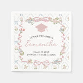 Serviette En Papier Wildflower Pink Bow Graduation (Devant)