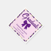 Serviette En Papier Wildflower Purple Gingham Bow Graduation Party (Coin)