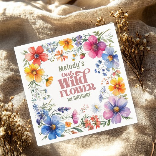 Serviette En Papier Wildflower Wild One 1st birthday