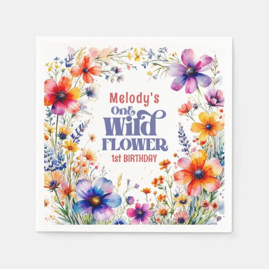 Serviette En Papier Wildflower Wild One 1st birthday  (Devant)