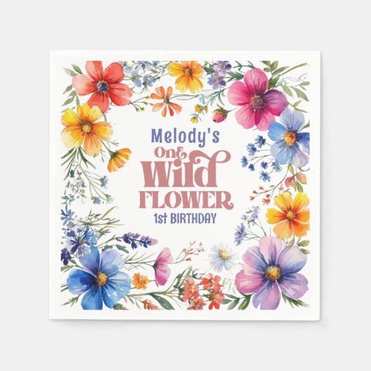 Serviette En Papier Wildflower Wild One 1st birthday Napkins (Devant)