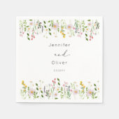Serviette En Papier Wildflowers Minimalist Elegant Wedding Script (Devant)