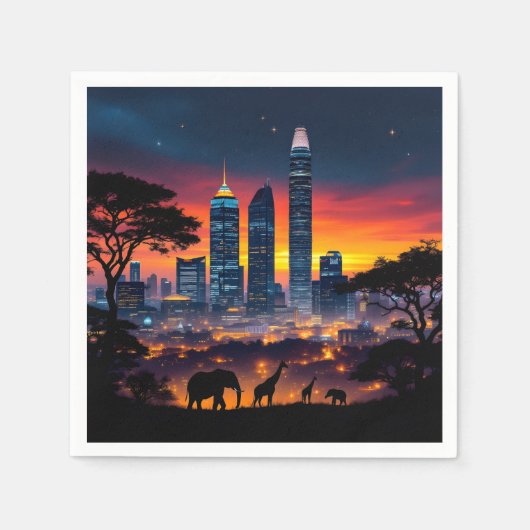 Serviette En Papier Wildlife City Skyline Sunset Naples (Devant)