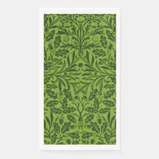 Serviette En Papier William Mirrors Acorns & chêne feuille Motif Vert (Devant)