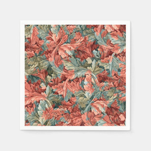 Serviette En Papier William Morris Acanthe Rouille Rouge Sauge Vert