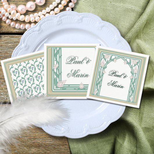 Serviette En Papier William Morris Art déco Floral Vins verts