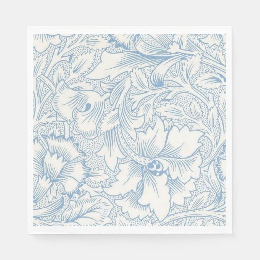 Serviette En Papier William Morris, Art Nouveau Elegant Bleu Acanthus (Devant)