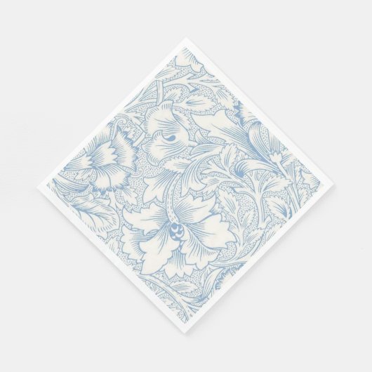 Serviette En Papier William Morris, Art Nouveau Elegant Bleu Acanthus (Coin)