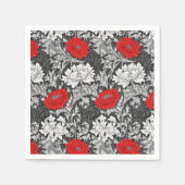 Serviette En Papier William Morris Chrysanthèmes, gris et rouge (Devant)