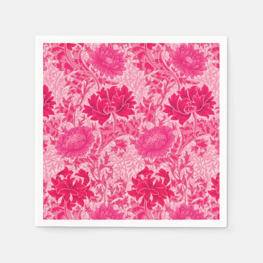 Serviette En Papier William Morris Chrysanthemums, Fuchsia Pink (Devant)