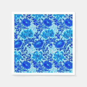 Serviette En Papier William Morris Chrysanthemums Nuances de Denim Blu