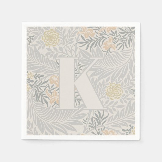 Serviette En Papier William Morris Coral & Sage Larkspur Motif (Devant)