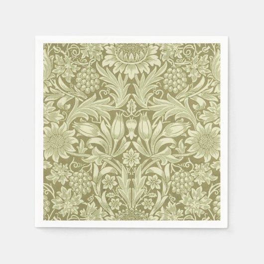 Serviette En Papier William Morris Fleur verte tournesol (Devant)
