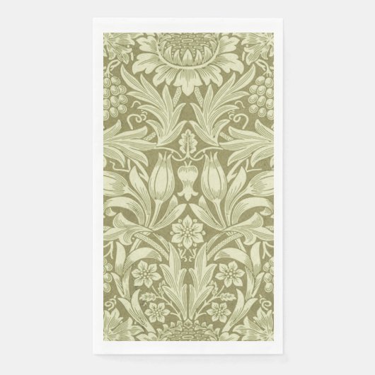 Serviette En Papier William Morris Fleur verte tournesol (Devant)