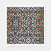 Serviette En Papier William Morris Fleurs Feuillage Vert Jaune Rouge R (Devant)