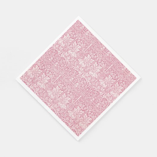 Serviette En Papier William Morris Forêt de lapin Folid Rose (Coin)
