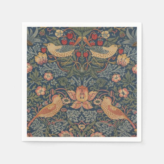 Serviette En Papier William Morris Fraise Voleurs Oiseaux (Devant)