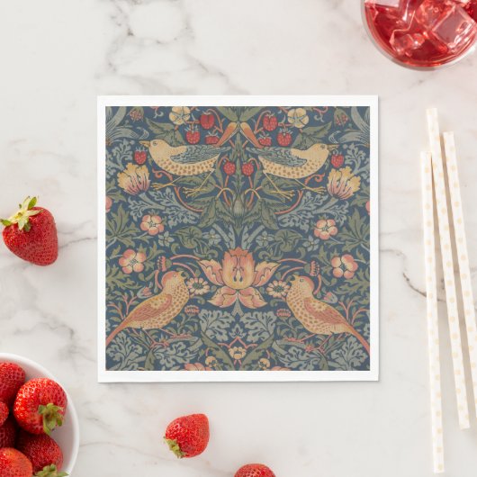 Serviette En Papier William Morris Fraise Voleurs Oiseaux (En situation)