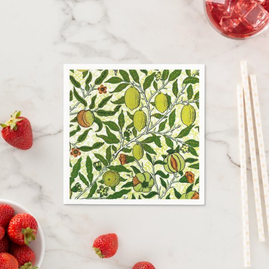 Serviette En Papier William Morris Fruit exotique, Citron jaune (En situation)