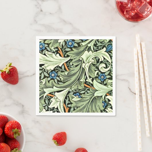 Serviette En Papier William Morris - Granville, bleu et vert grand (En situation)