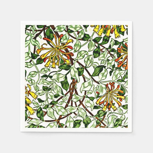 Serviette En Papier William Morris - Honeysuckie vert et jaune (Devant)