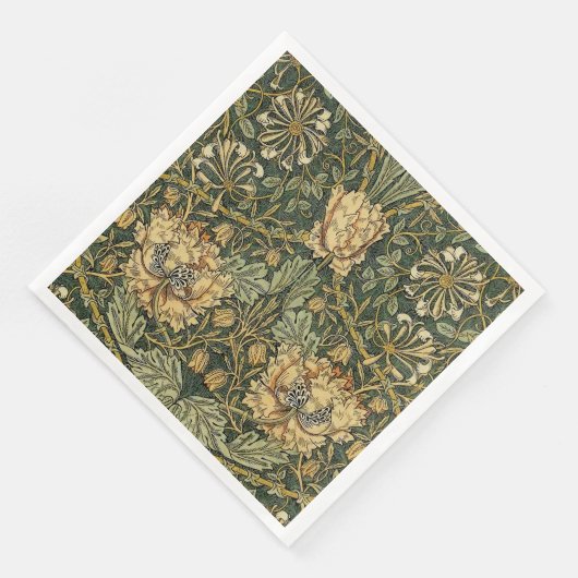 Serviette En Papier William Morris Honeysuckle Vert Floral (Coin)