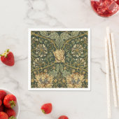 Serviette En Papier William Morris Honeysuckle Vert Floral (En situation)