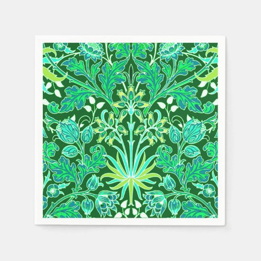 Serviette En Papier William Morris Hyacinth Imprimer, Emerald Green (Devant)