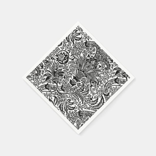 Serviette En Papier William Morris Indien, noir et blanc (Coin)
