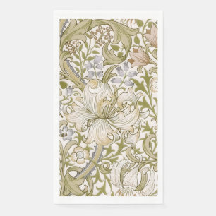 Serviette En Papier William Morris Jardin Fleur de Lys Classique Doré